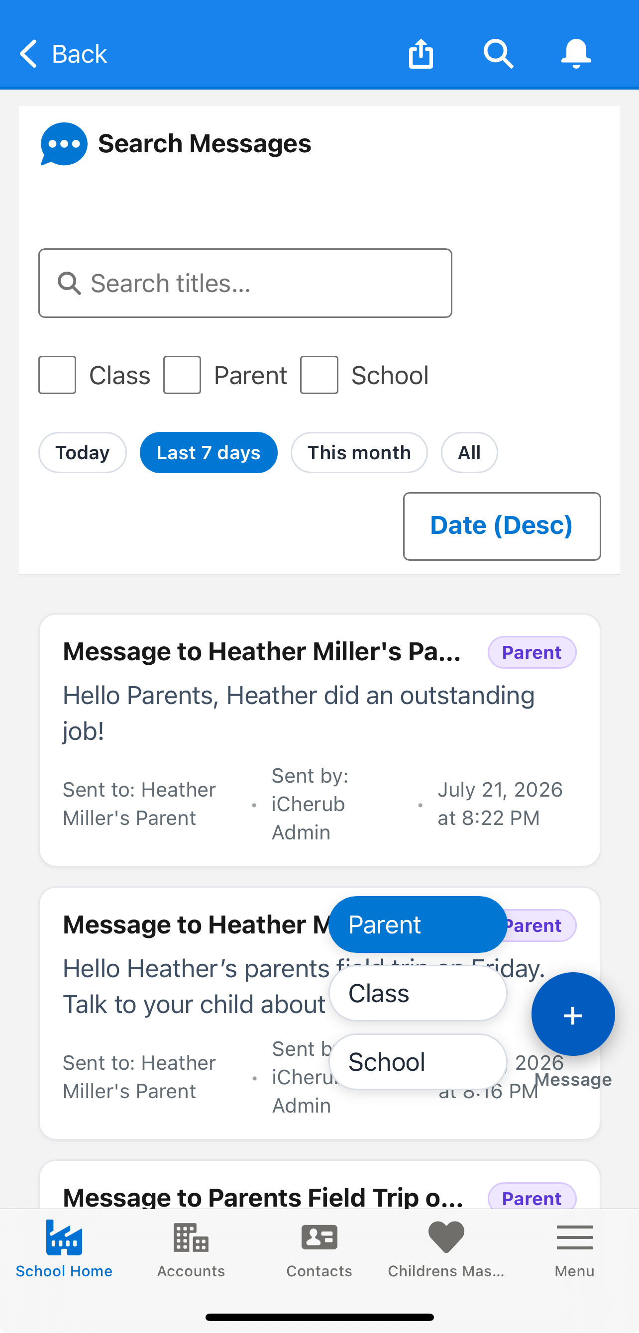 Staff InstaMessage screenshot