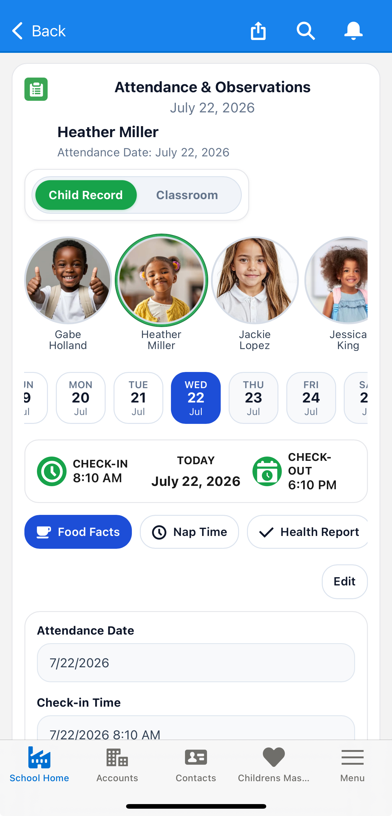 iCherub Staff App classroom dashboard